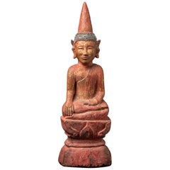 Early 19th century Special antique wooden Laos Buddha statue from Laos