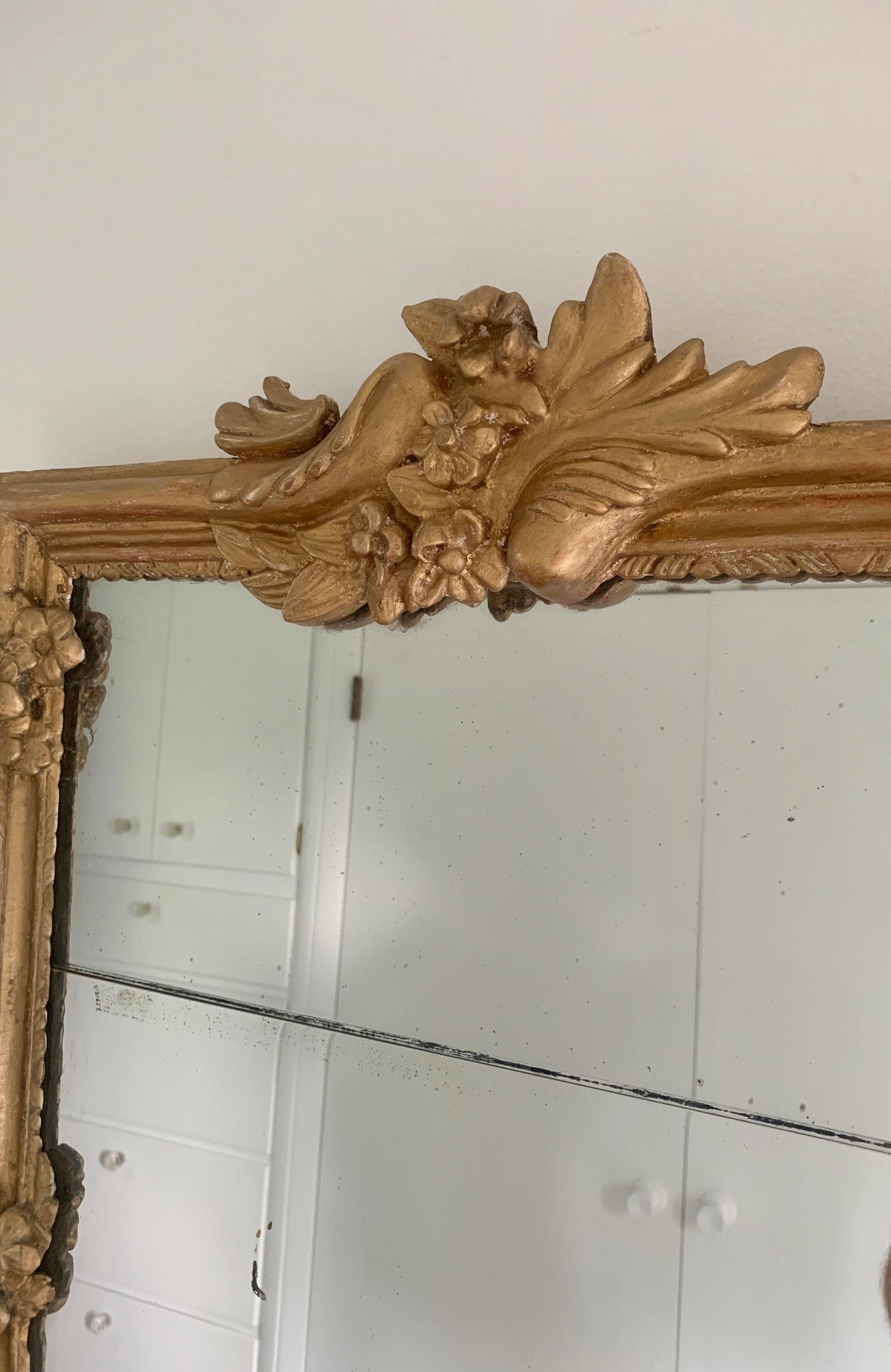 Early 19th Century Split Plate Mirror in Giltwood Frame For Sale 1