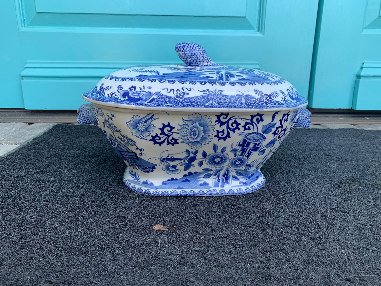 English Early 19th Century Spode Blue and White Tureen