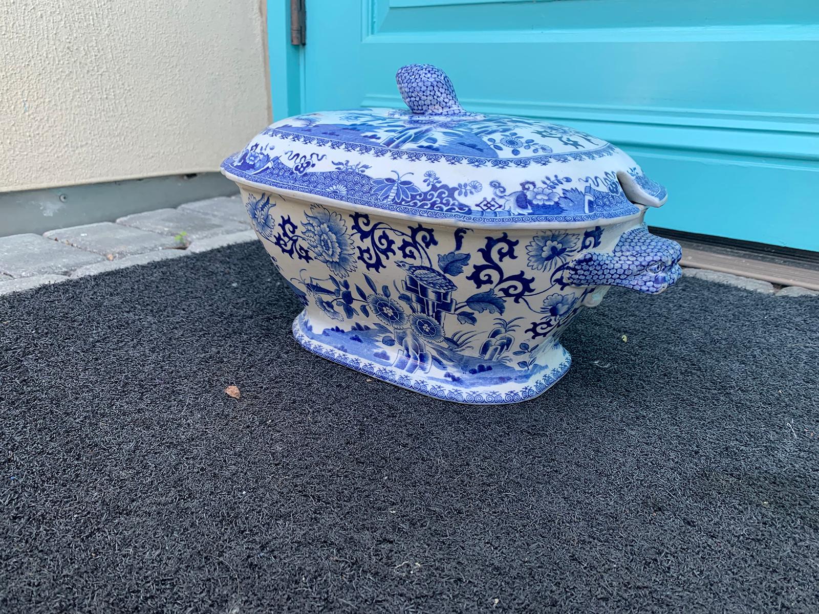 Early 19th Century Spode Blue and White Tureen In Good Condition In Atlanta, GA