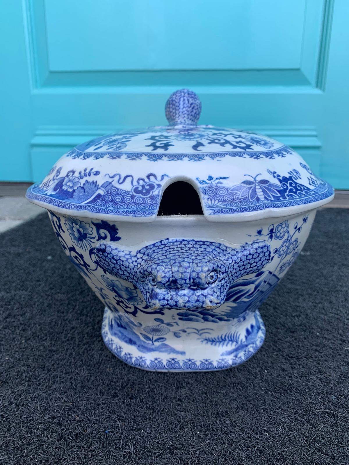 Porcelain Early 19th Century Spode Blue and White Tureen