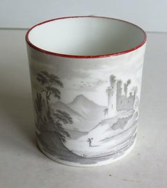 Early 19th Century Spode Porcelain Coffee Can Bat Printed Pattern 557 circa 1810