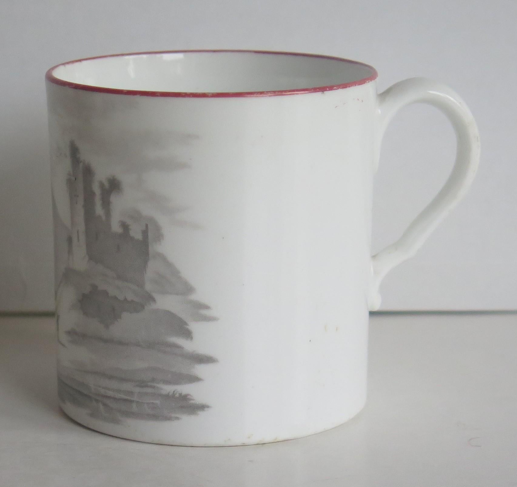 Hand-Crafted Early 19th Century Spode Porcelain Coffee Can Bat Printed Pattern 557 circa 1810
