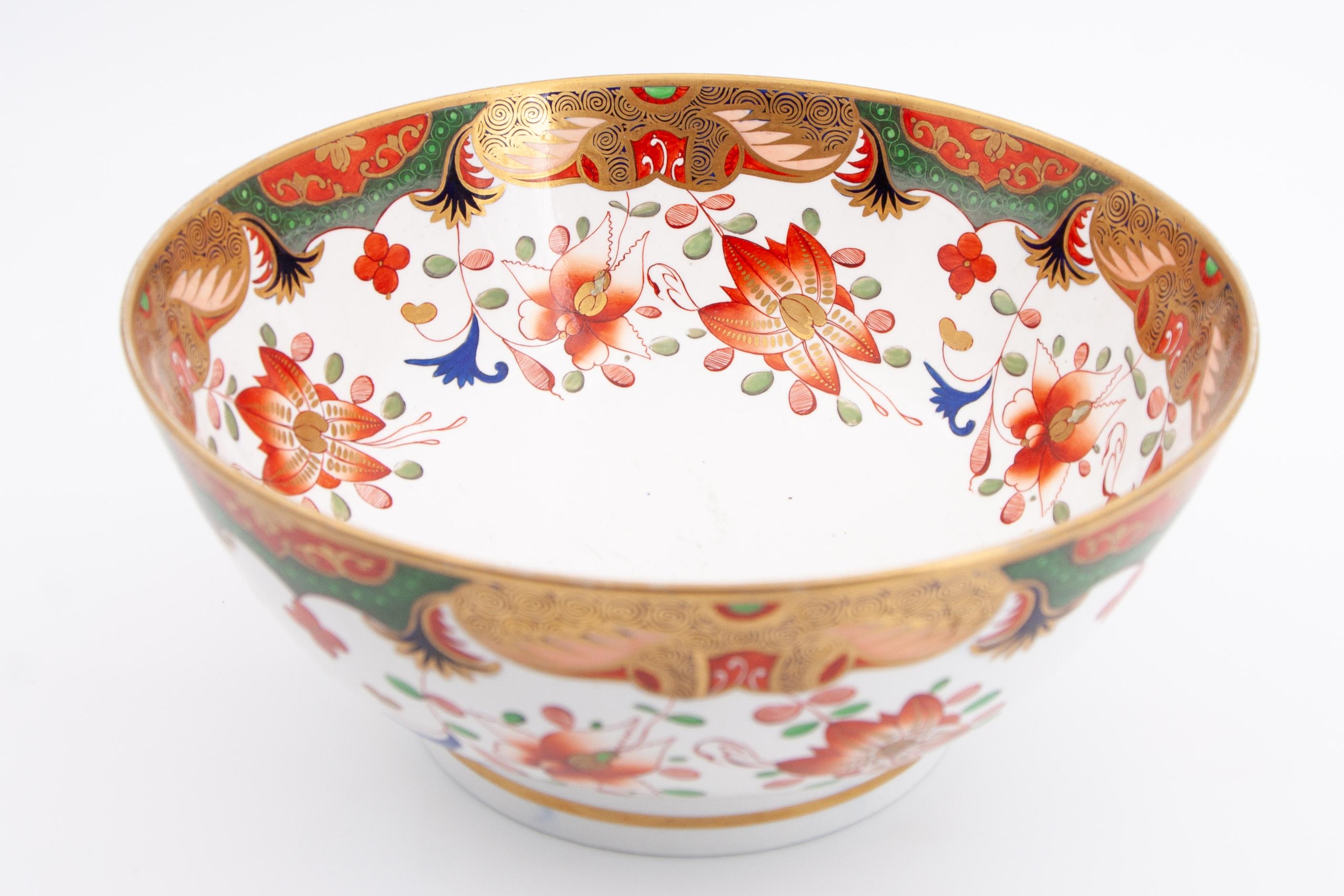Hand-Painted Early 19th Century Spode Porcelain Regency Punch Bowl
