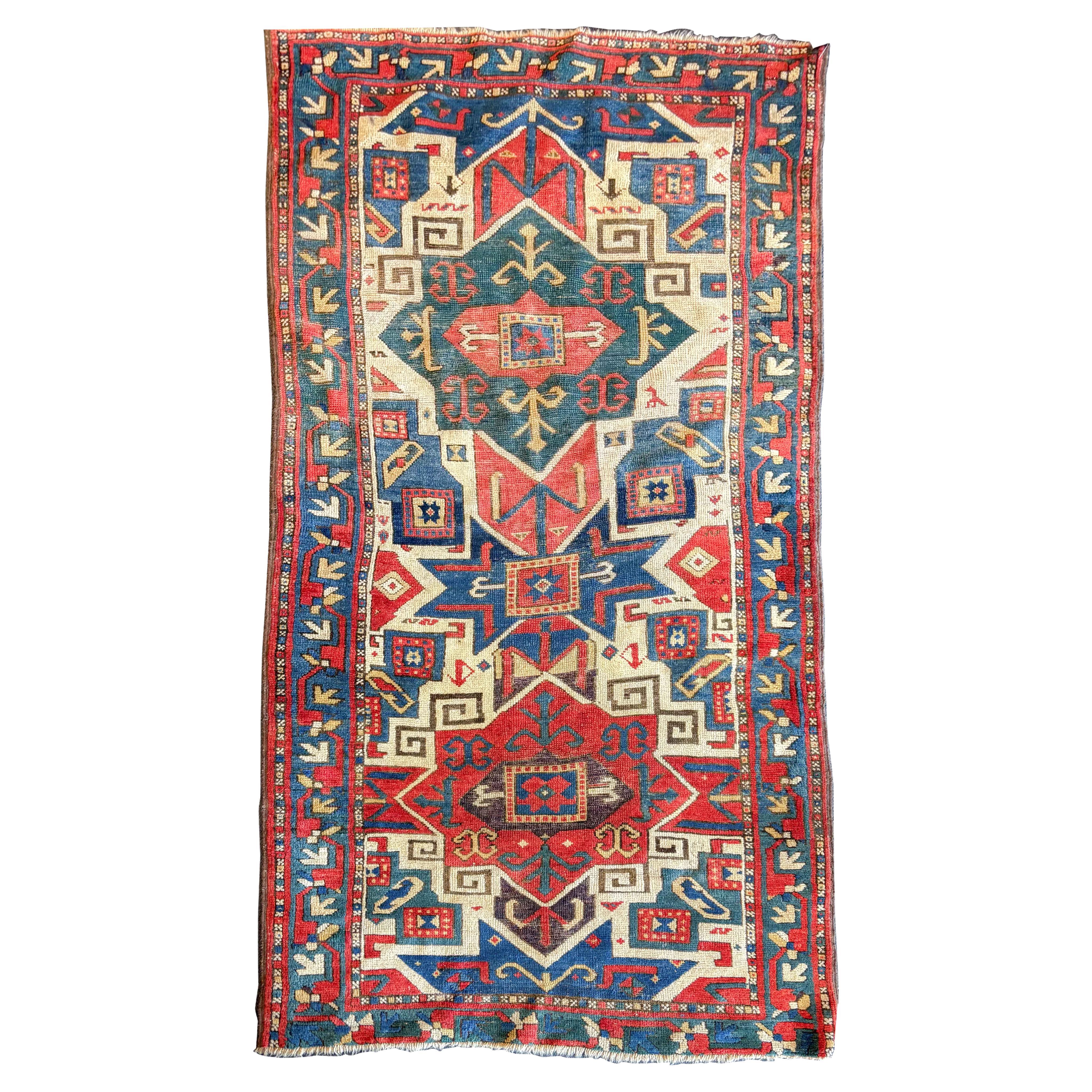 Early 19th Century Star Kazak Rug, Caucasus, 3′2″ × 6′9″ For Sale