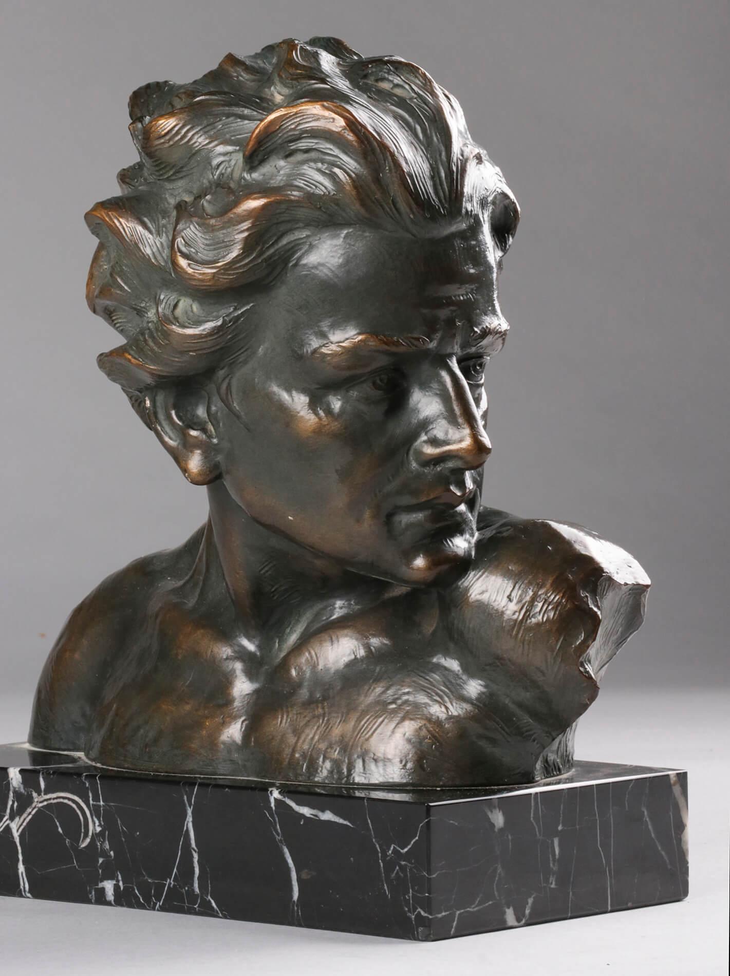 Early 20th Century Statue of a Young Man 'en Profil' by Johannes Dommisse 9