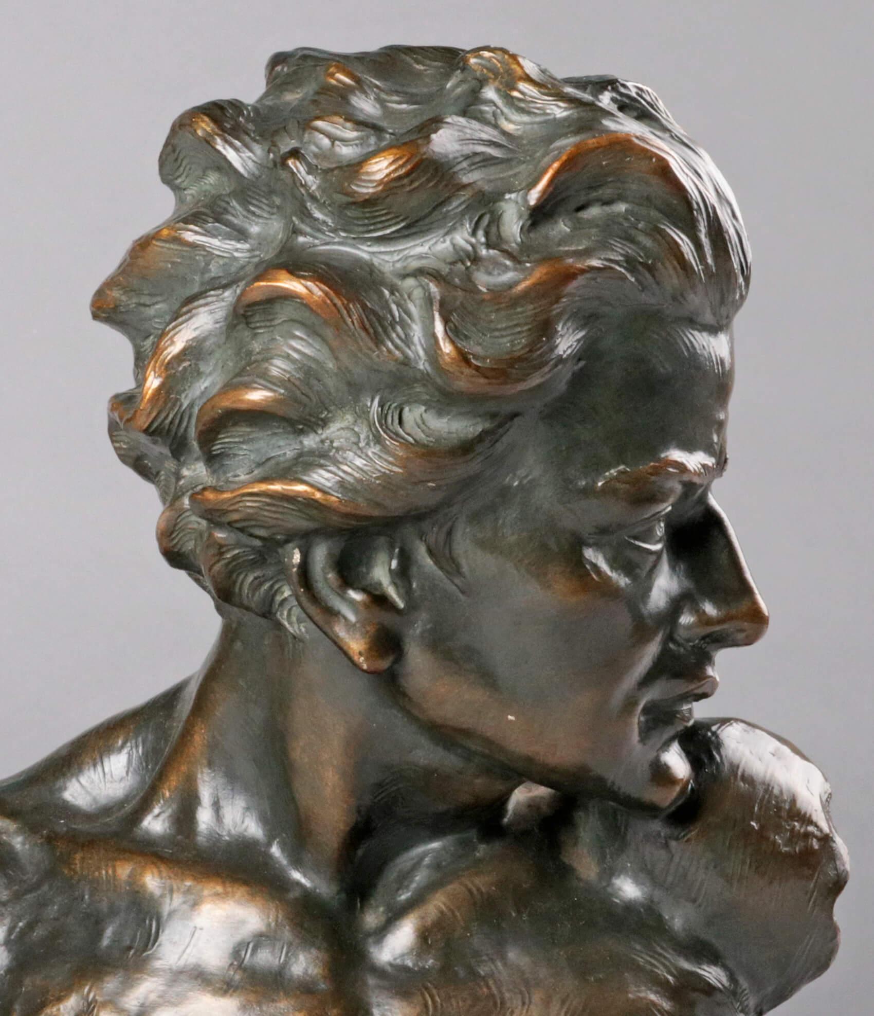 Early 20th Century Statue of a Young Man 'en Profil' by Johannes Dommisse 11