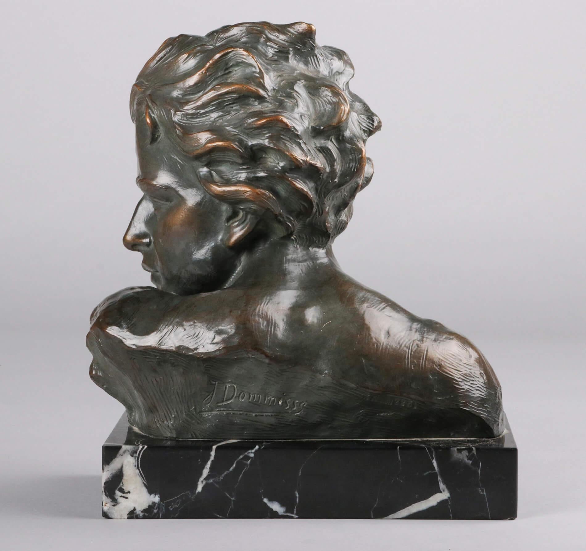 Belgian Early 20th Century Statue of a Young Man 'en Profil' by Johannes Dommisse