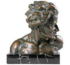 Early 20th Century Statue of a Young Man 'en Profil' by Johannes Dommisse