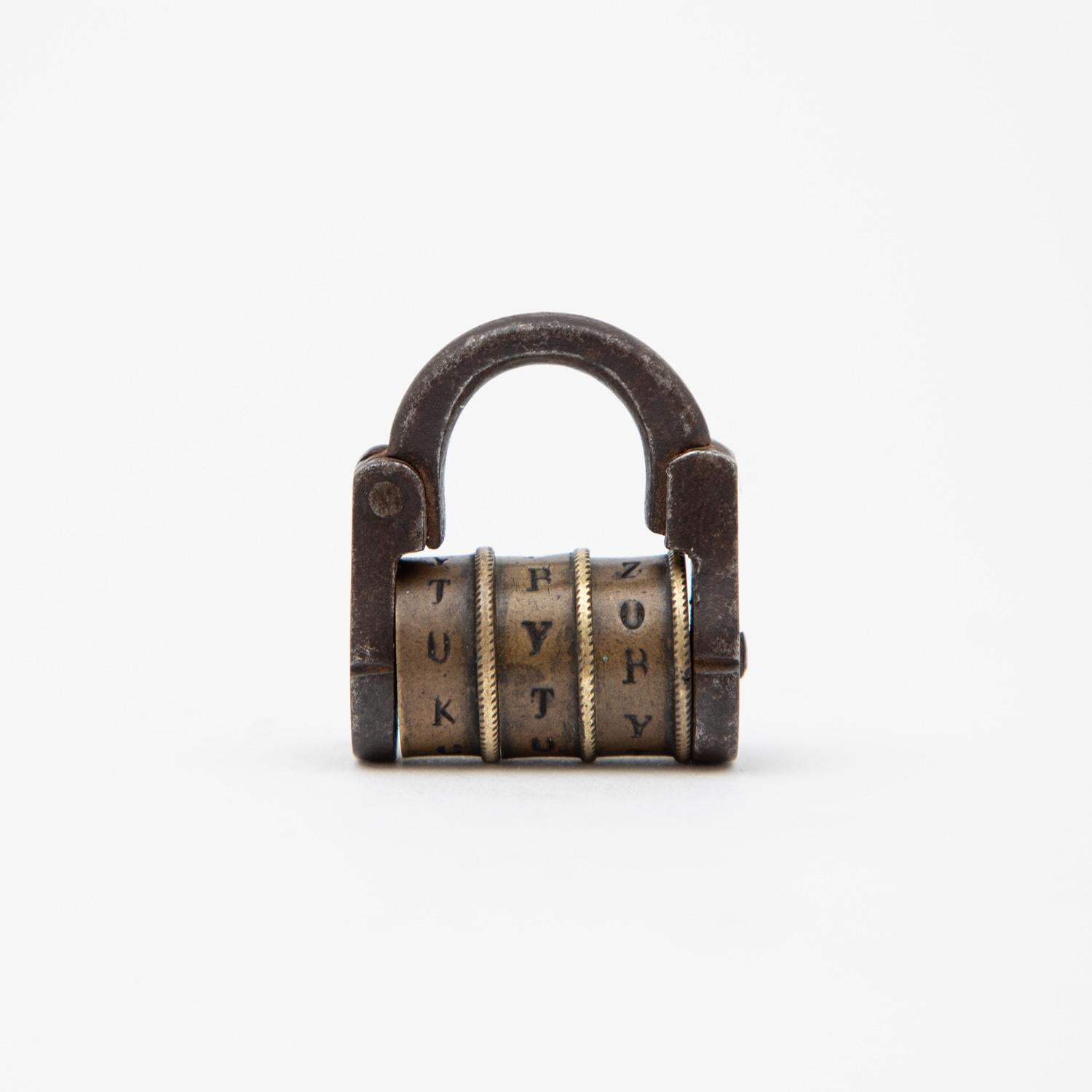 Early 19th Century Steel and Brass Combination Padlock For Sale 1