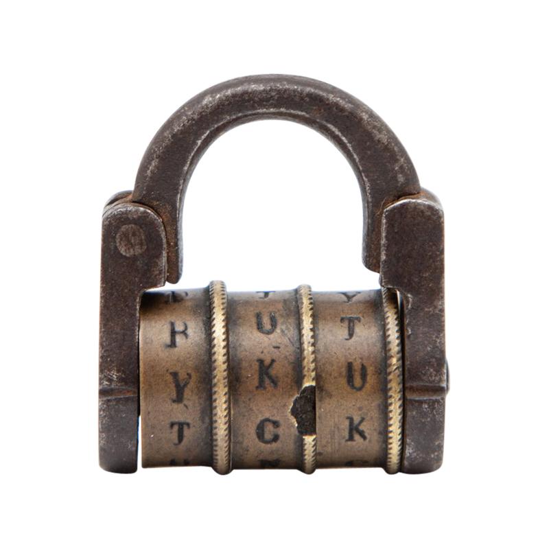 Early 19th Century Steel and Brass Combination Padlock For Sale