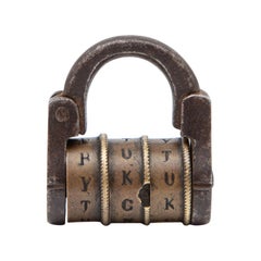 Early 19th Century Steel and Brass Combination Padlock
