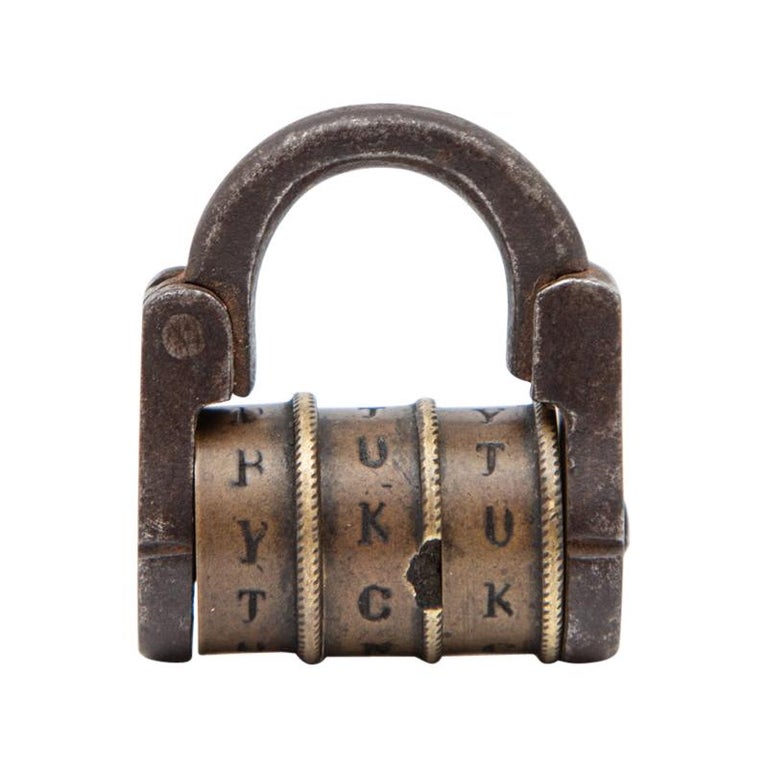 Early 19th Century Steel and Brass Combination Padlock For Sale at 1stDibs