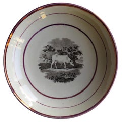 Antique Georgian Sunderland Porcelain Lustre Dish or Plate, English Early 19th Century