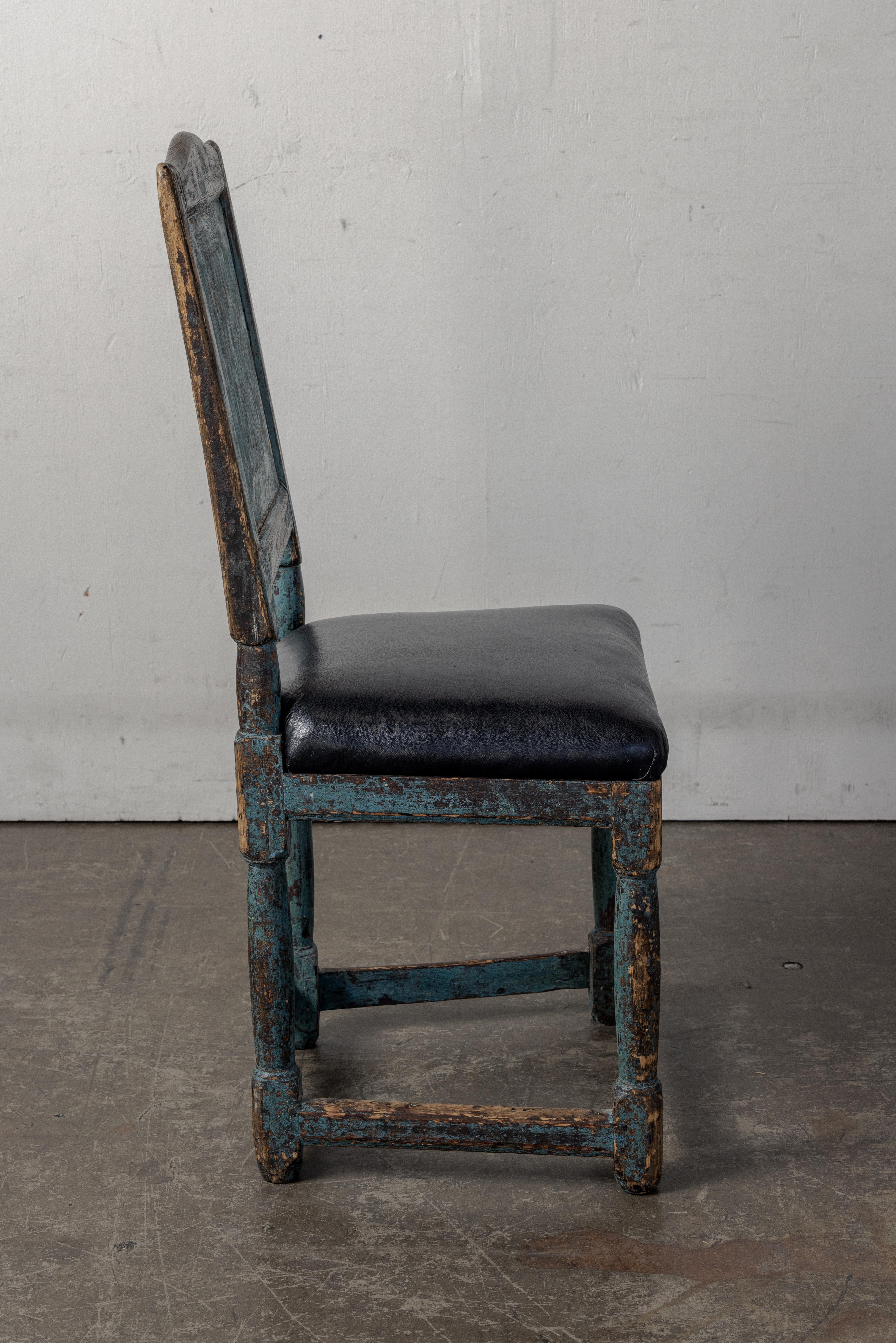 Leather Early 19th Century Swedish Allmoge Side Chair For Sale