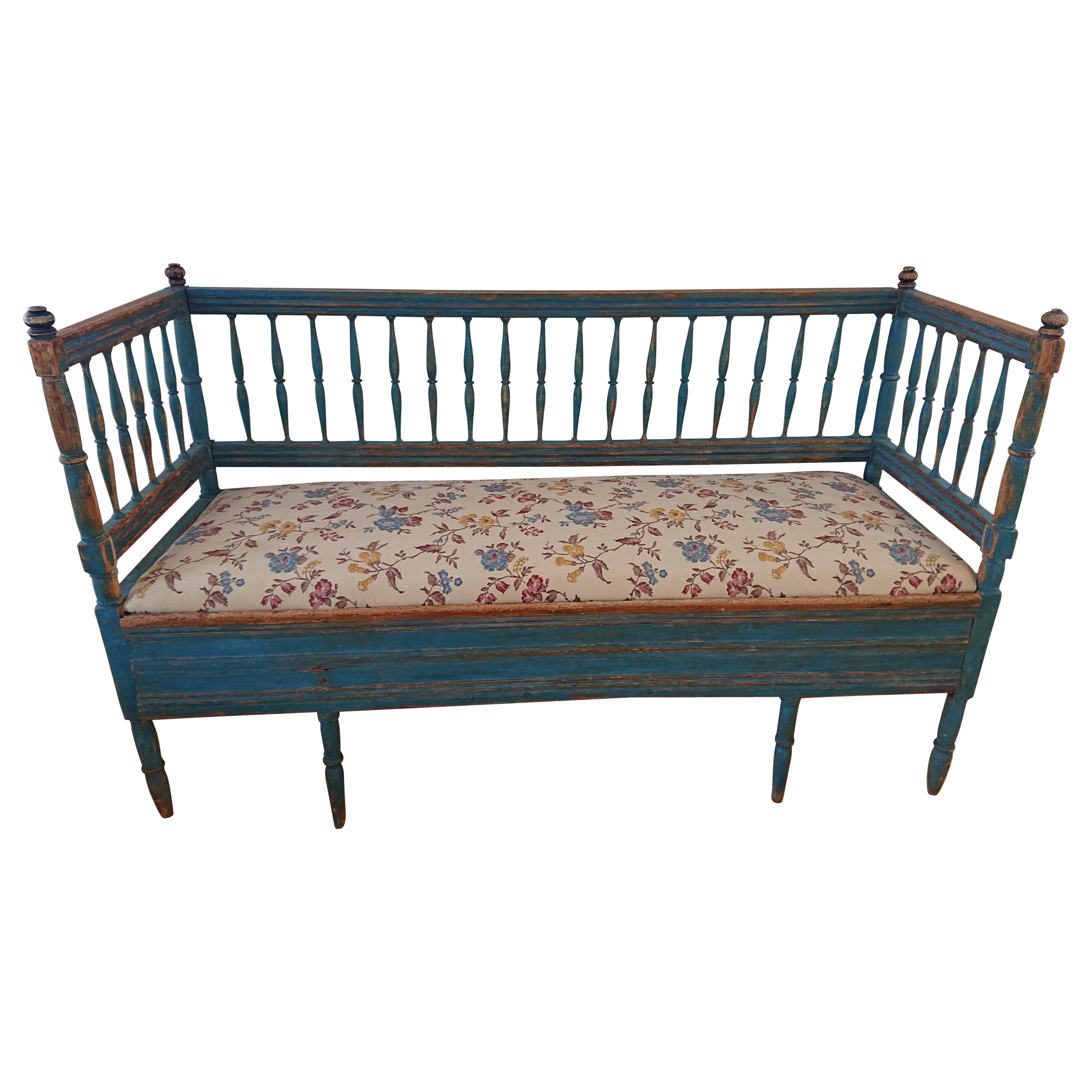 Antique rustique suédois du début du XIXe siècle  Canapé gustavien avec peinture d'origine