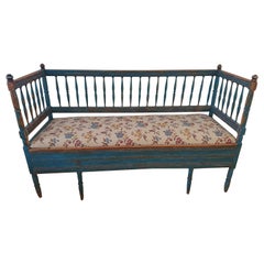 Antique rustique suédois du début du XIXe siècle  Canapé gustavien avec peinture d'origine