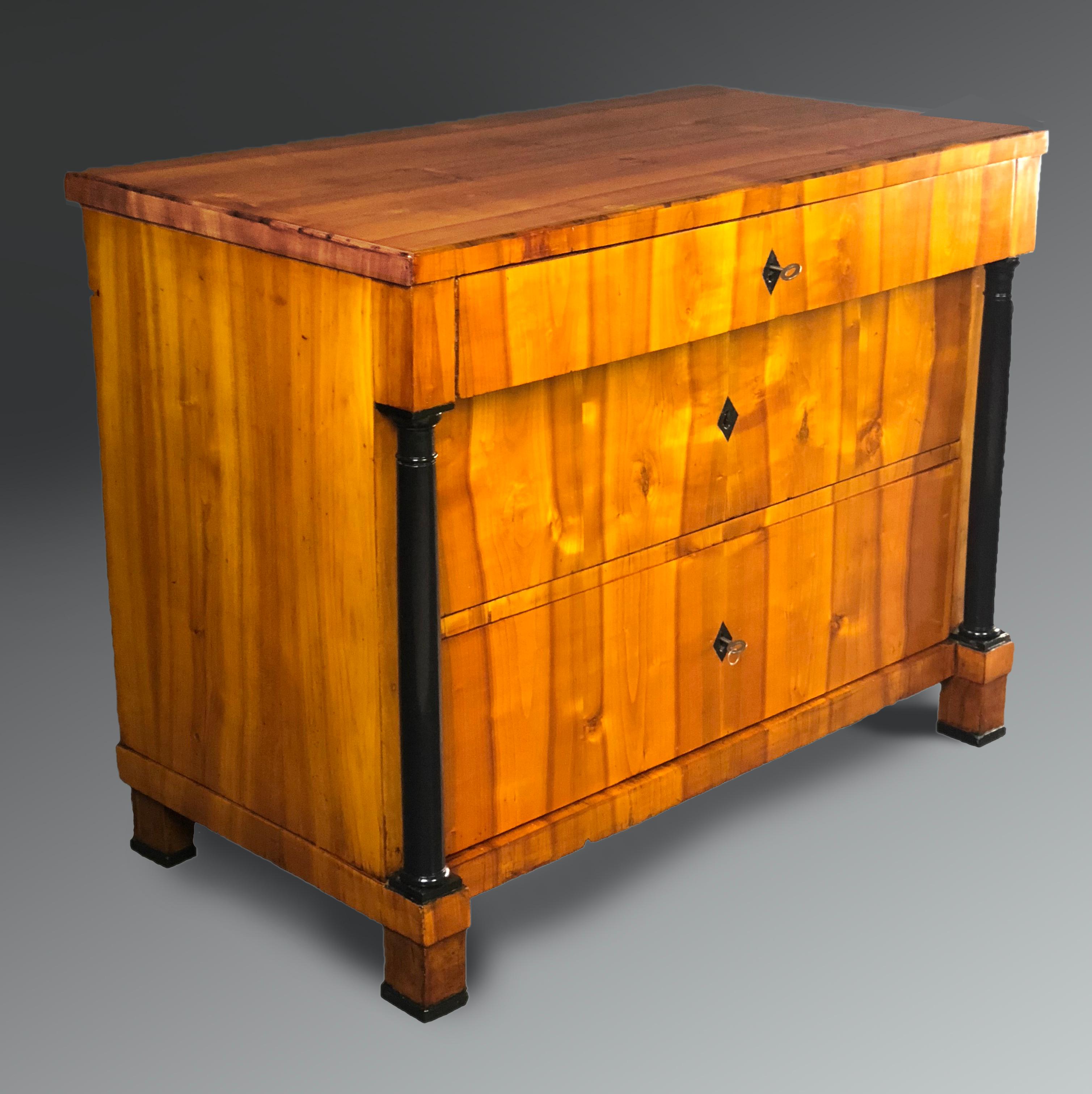 Scandinavian Early 19th Century Swedish Biedermeier Cherrywood Commode Chest of Drawers For Sale