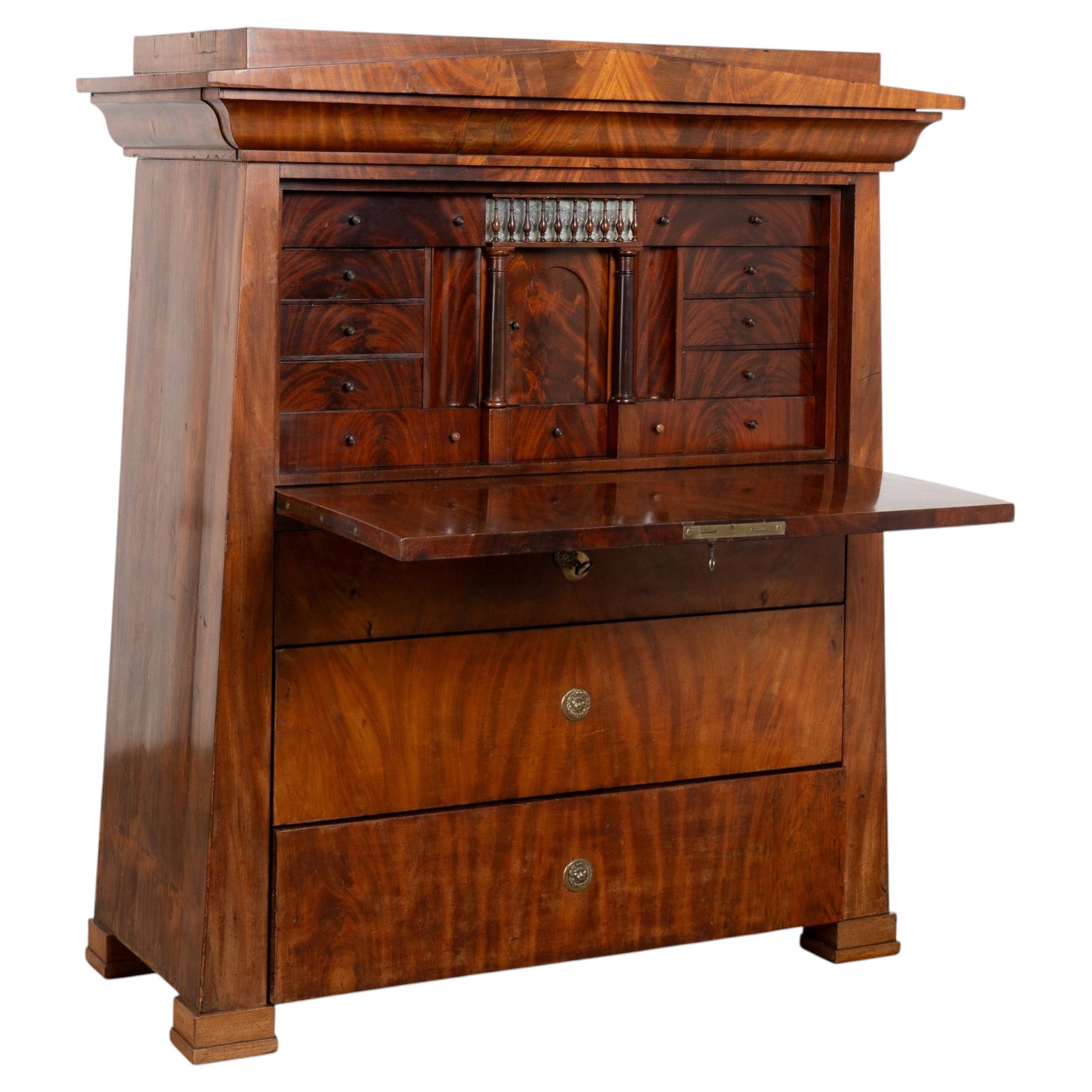 Early 19th Century Swedish Biedermeier Mahogany Secretary Bureau