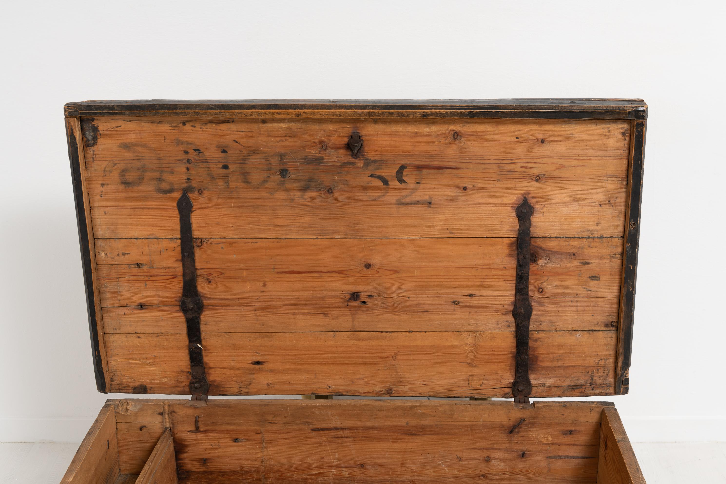 Early 19th Century Swedish Black Pine Soldier's Chest 3