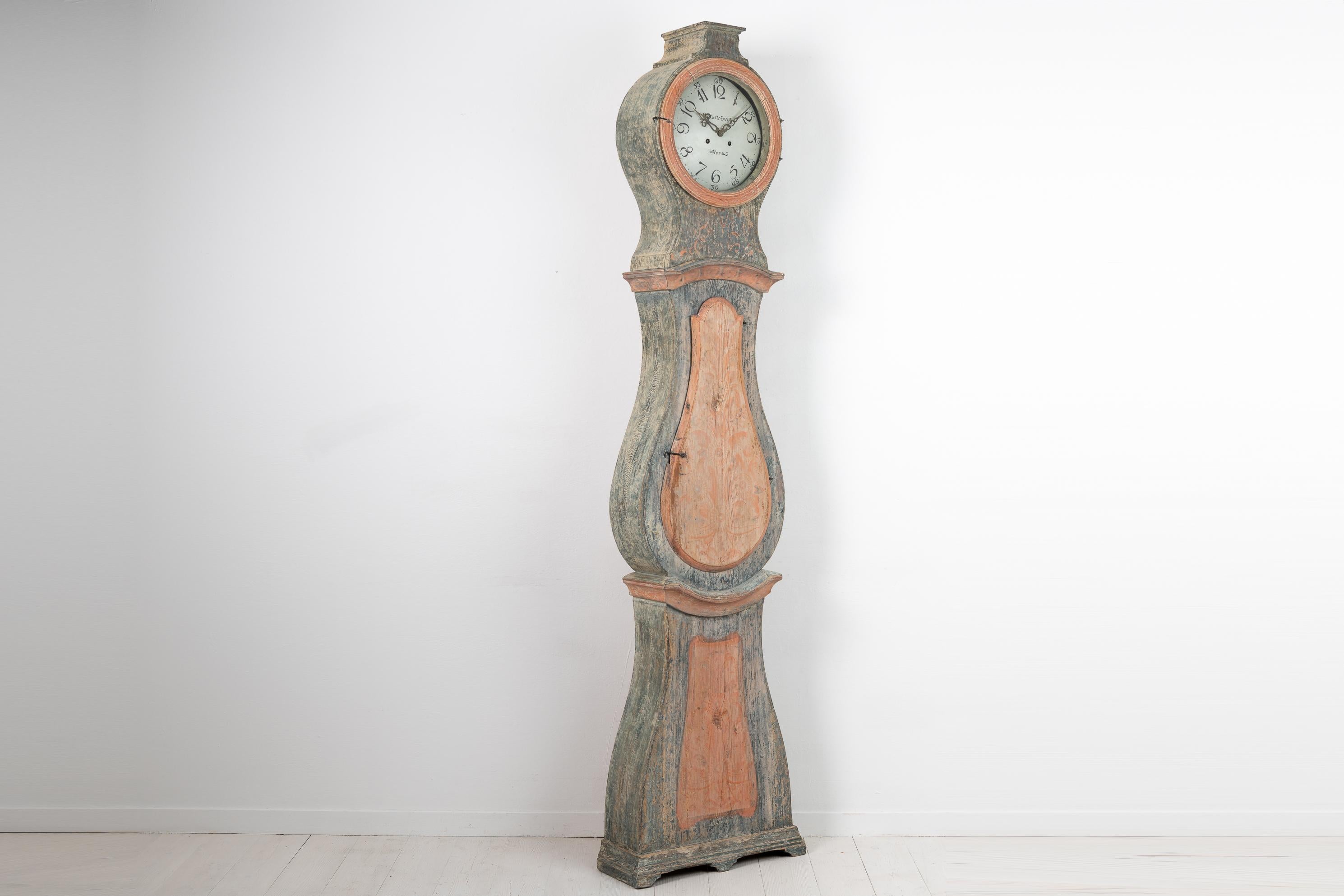 Early 19th Century Swedish Blue Long Case Clock in Rococo Style In Good Condition In Kramfors, SE