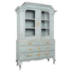 Early 19th Century Swedish Blue Painted Pine Display Cabinet