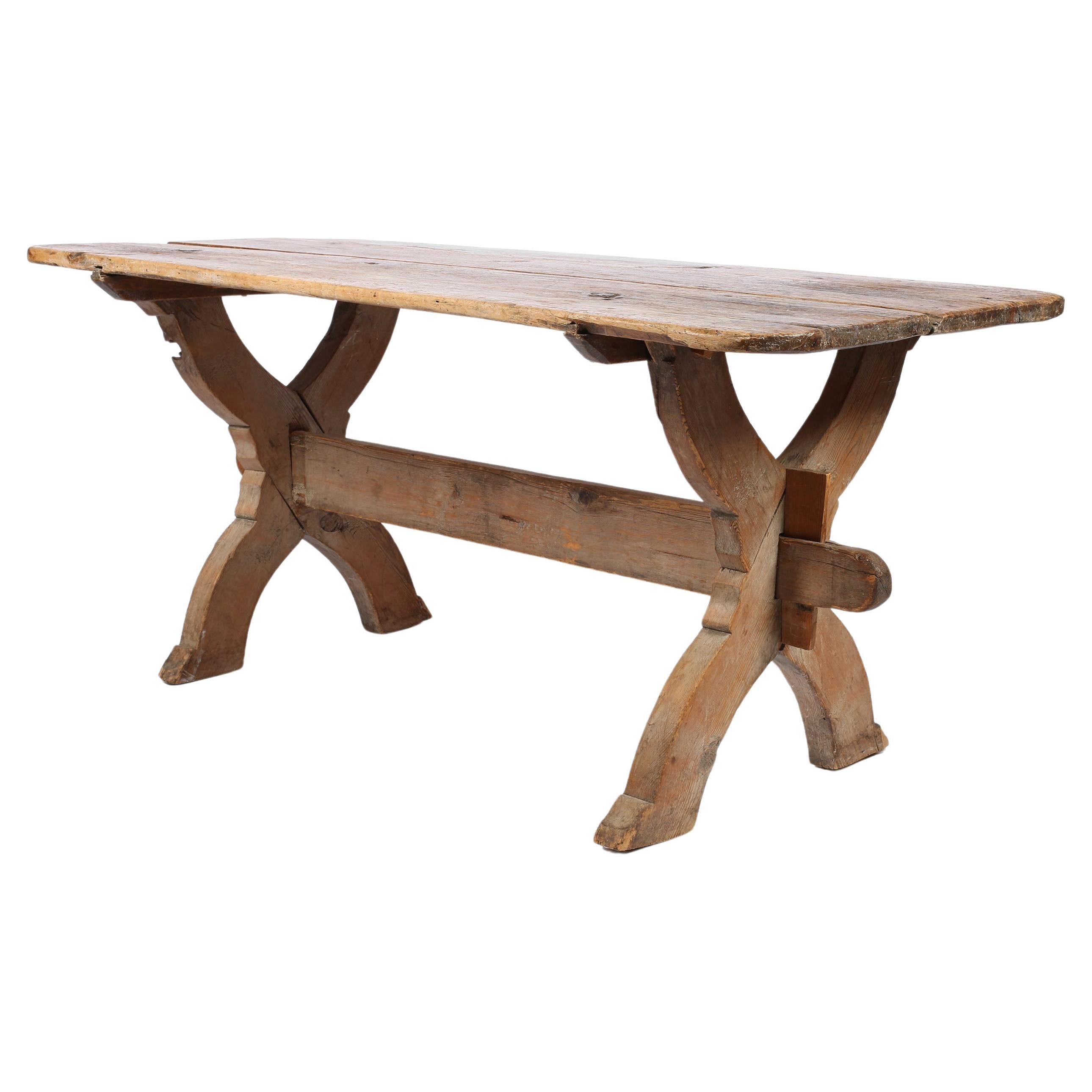Early 19th Century Swedish 'Bockbord' Dining Table For Sale