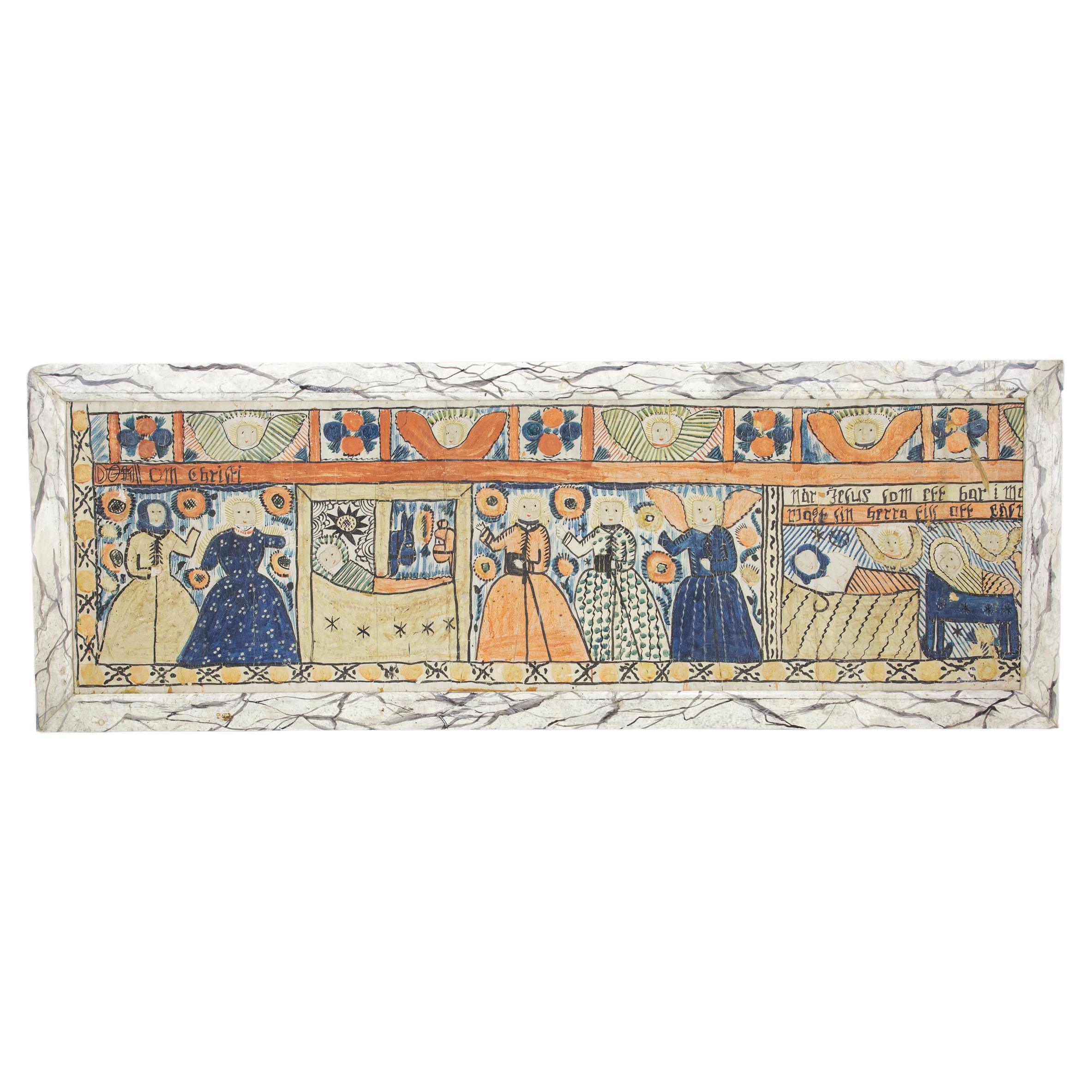Early 19th Century Swedish Bonad of The Nativity For Sale