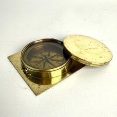 Early 19th Century Swedish Brass Compass with Cover, Marked ZBS