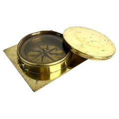 Early 19th Century Swedish Brass Compass with Cover, Marked ZBS