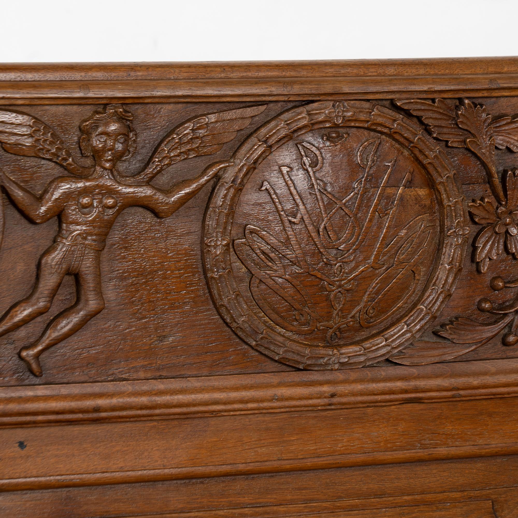 Panca svedese di Oak intagliata dei primi del XIX secolo in vendita 3