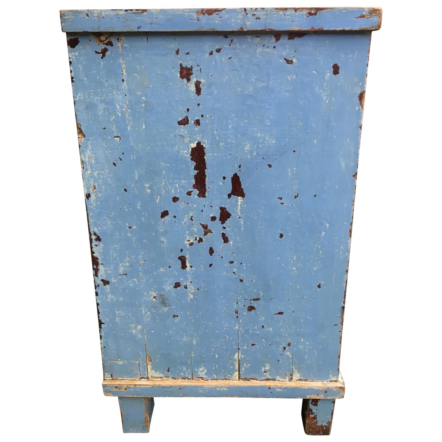 Gustavian Early 19th Century Swedish Chest of Drawers with Original Blue Scraped Paint