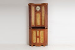 Antique Genuine Swedish Country Corner Clock Secretary Cabinet Desk