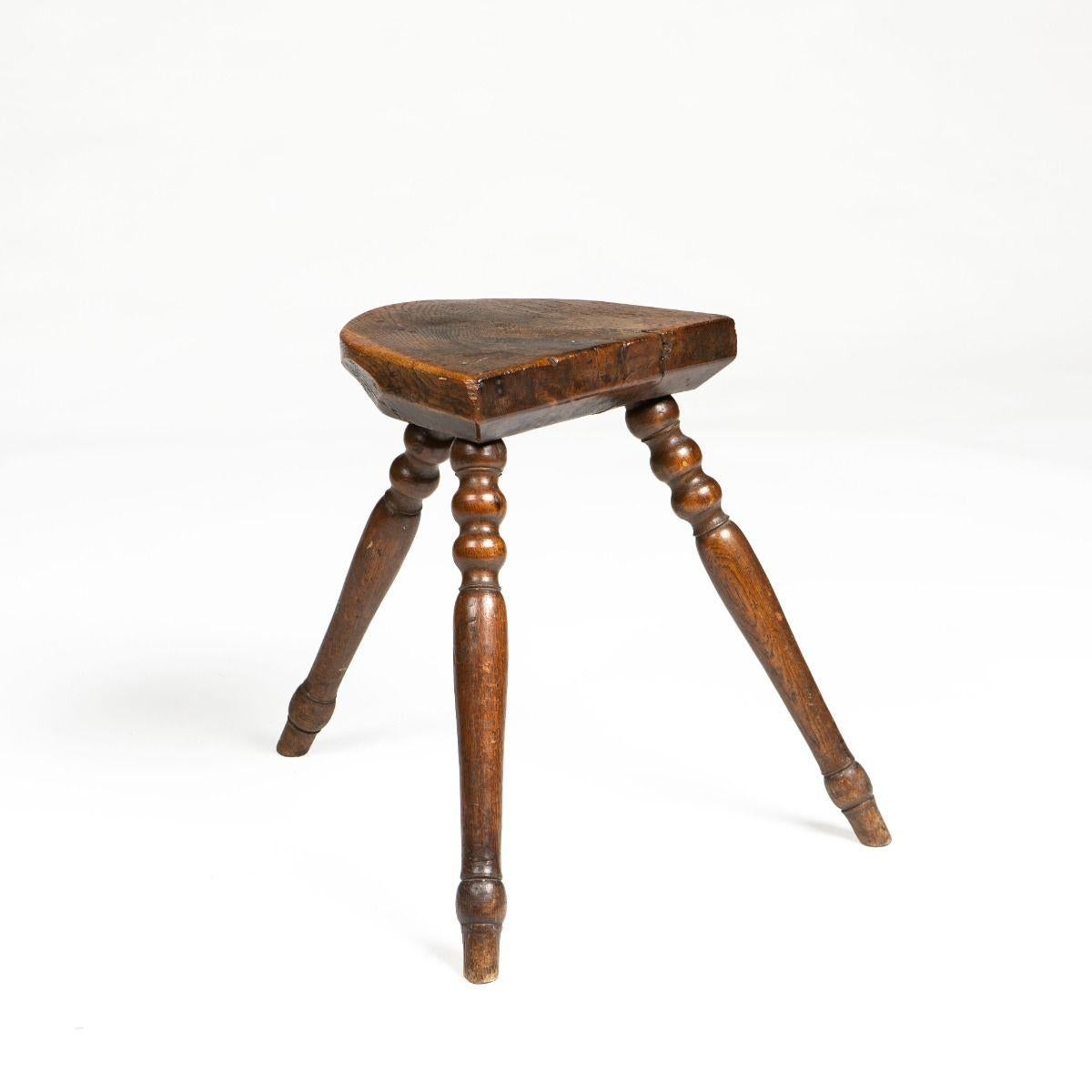 Early 19th Century Swedish Country Oak Stool