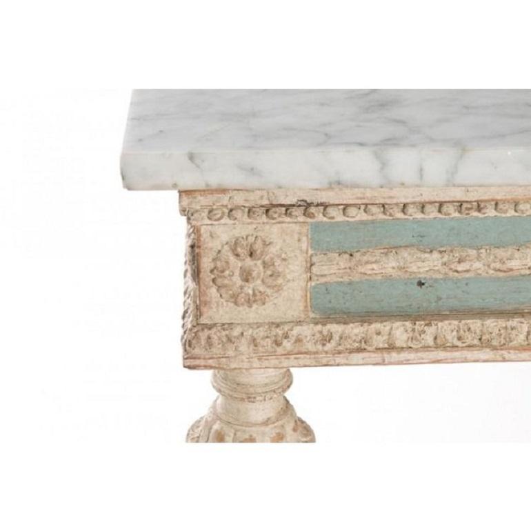Painted Swedish Empire Neoclassical Console with Marble Top
