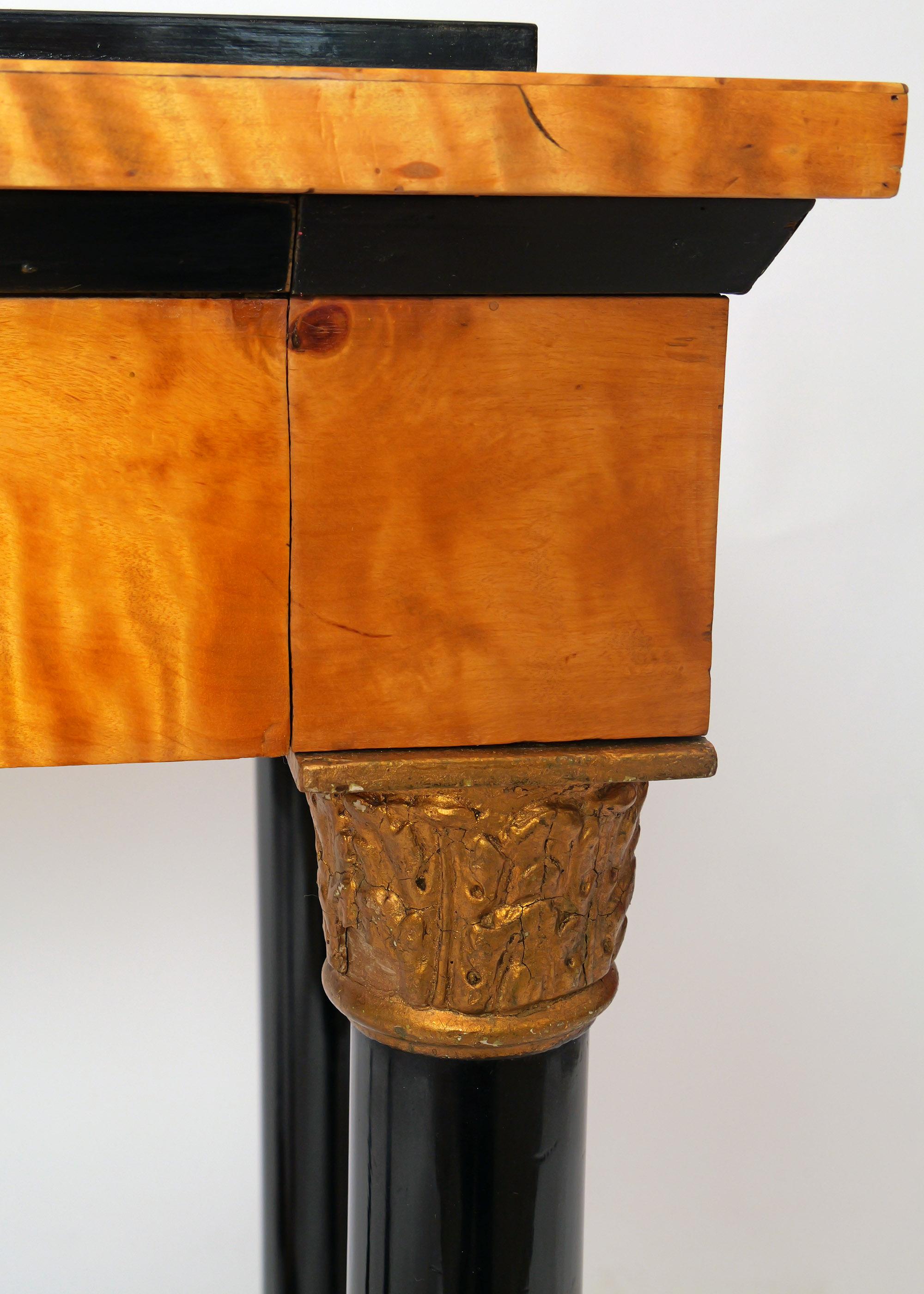 Stile impero Early 19th Century Swedish Empire Console Table, Birch and ebonised wood in vendita