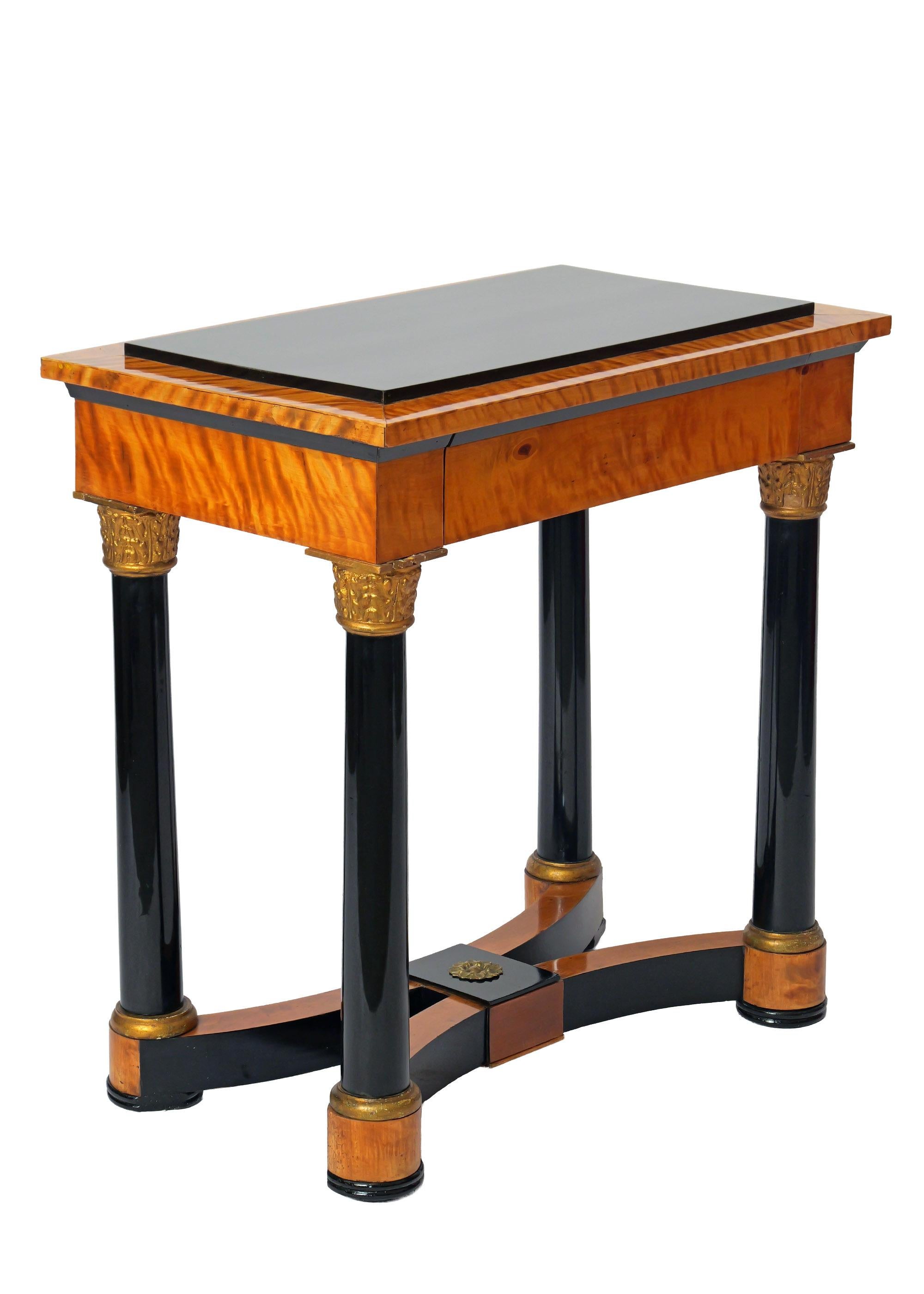 XIX secolo Early 19th Century Swedish Empire Console Table, Birch and ebonised wood in vendita