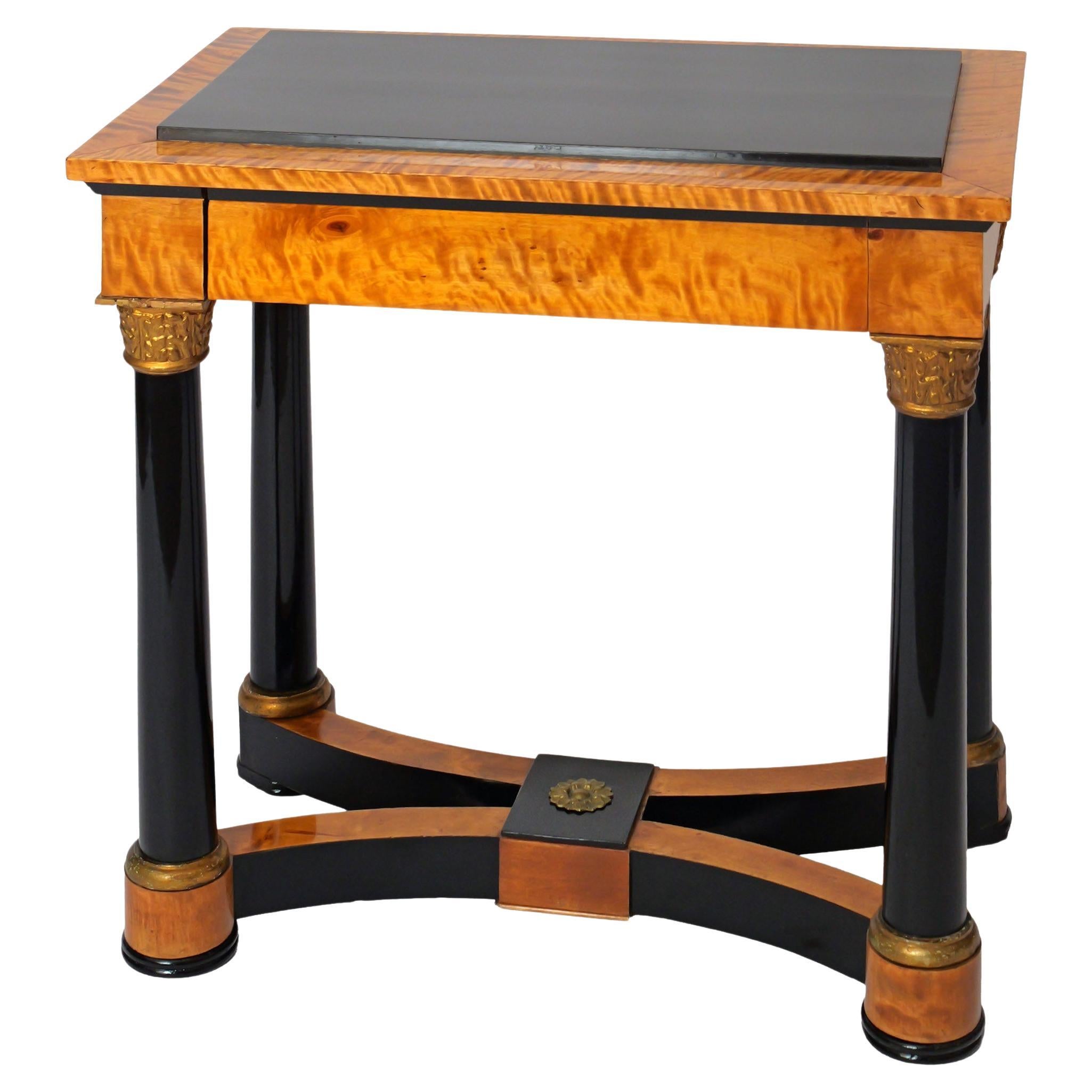 Early 19th Century Swedish Empire Console Table, Birch and ebonised wood