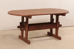 Early 19th Century Swedish Falun Red Wood Trestle Breakfast Table or Desk