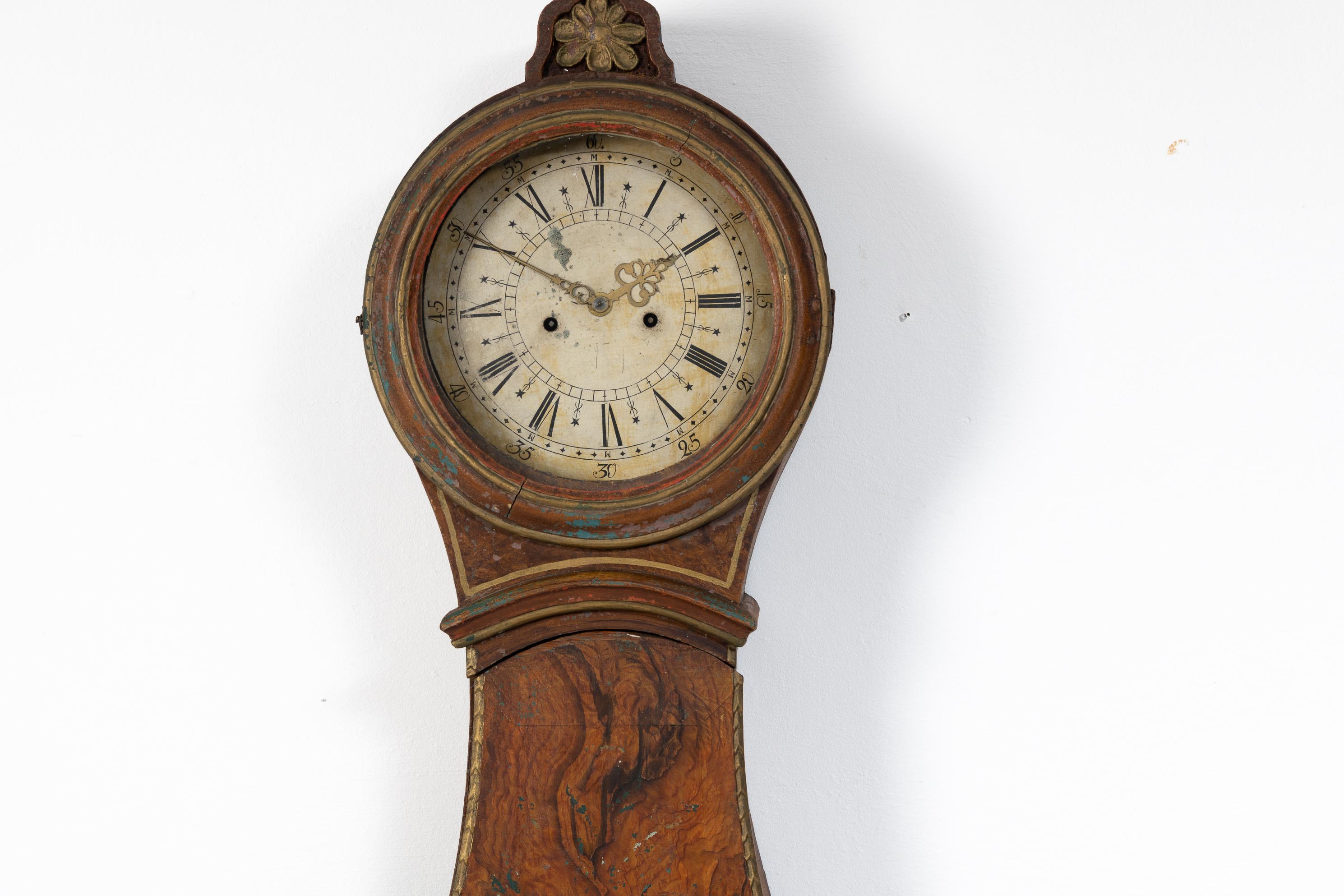 Genuine horloge suédoise d'antiquités nord-suédoise ancienne et inhabituelle à long boîtier en vente 2