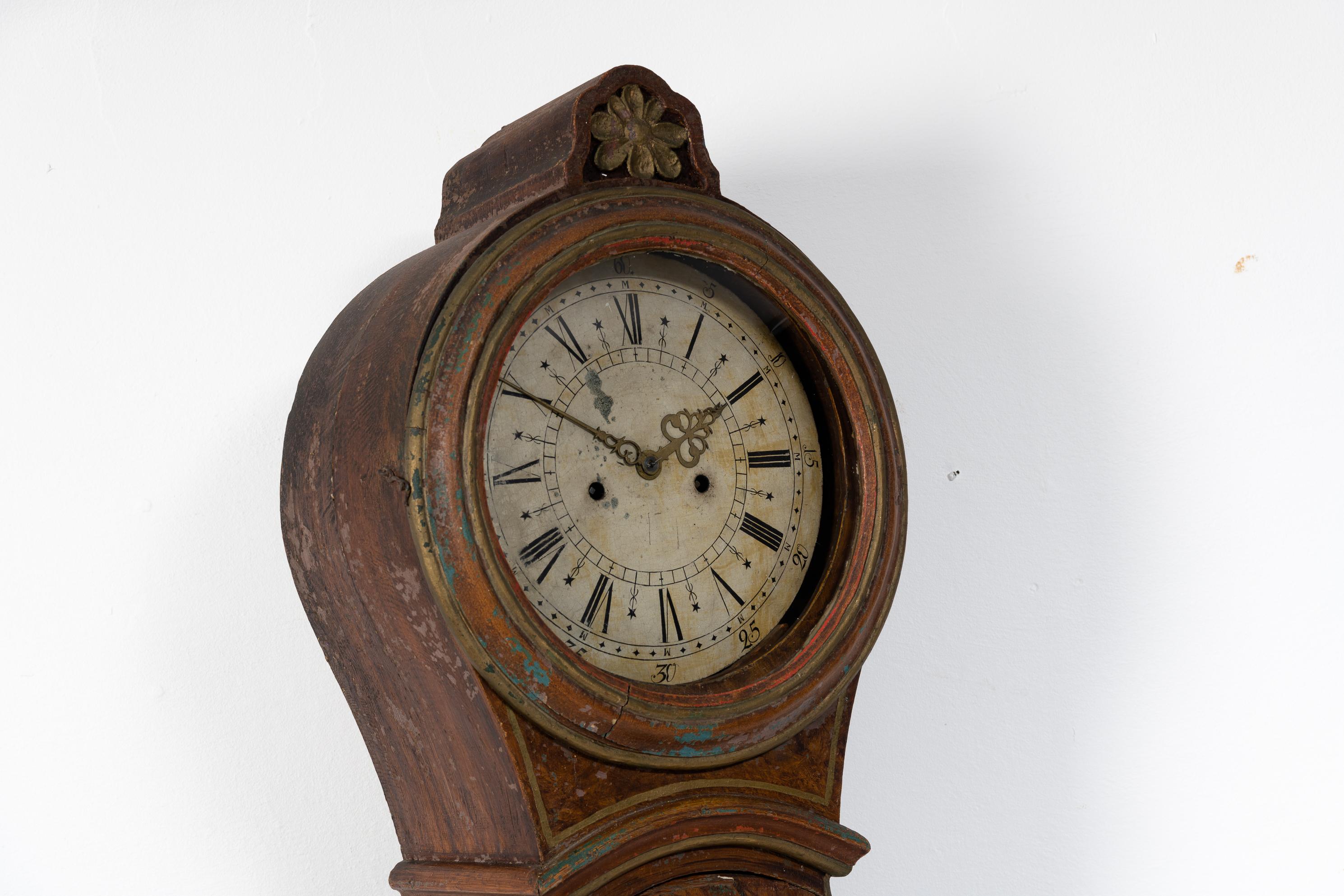 Genuine horloge suédoise d'antiquités nord-suédoise ancienne et inhabituelle à long boîtier en vente 3