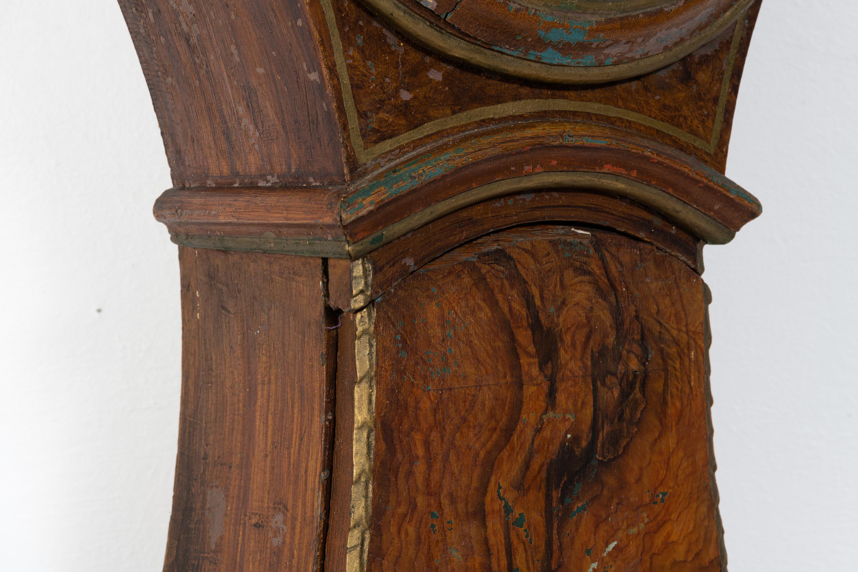 Genuine ungewöhnliche antike lange nordschwedische Kunstfarbene lange Etuiuhr mit Kunstfarbe im Angebot 4