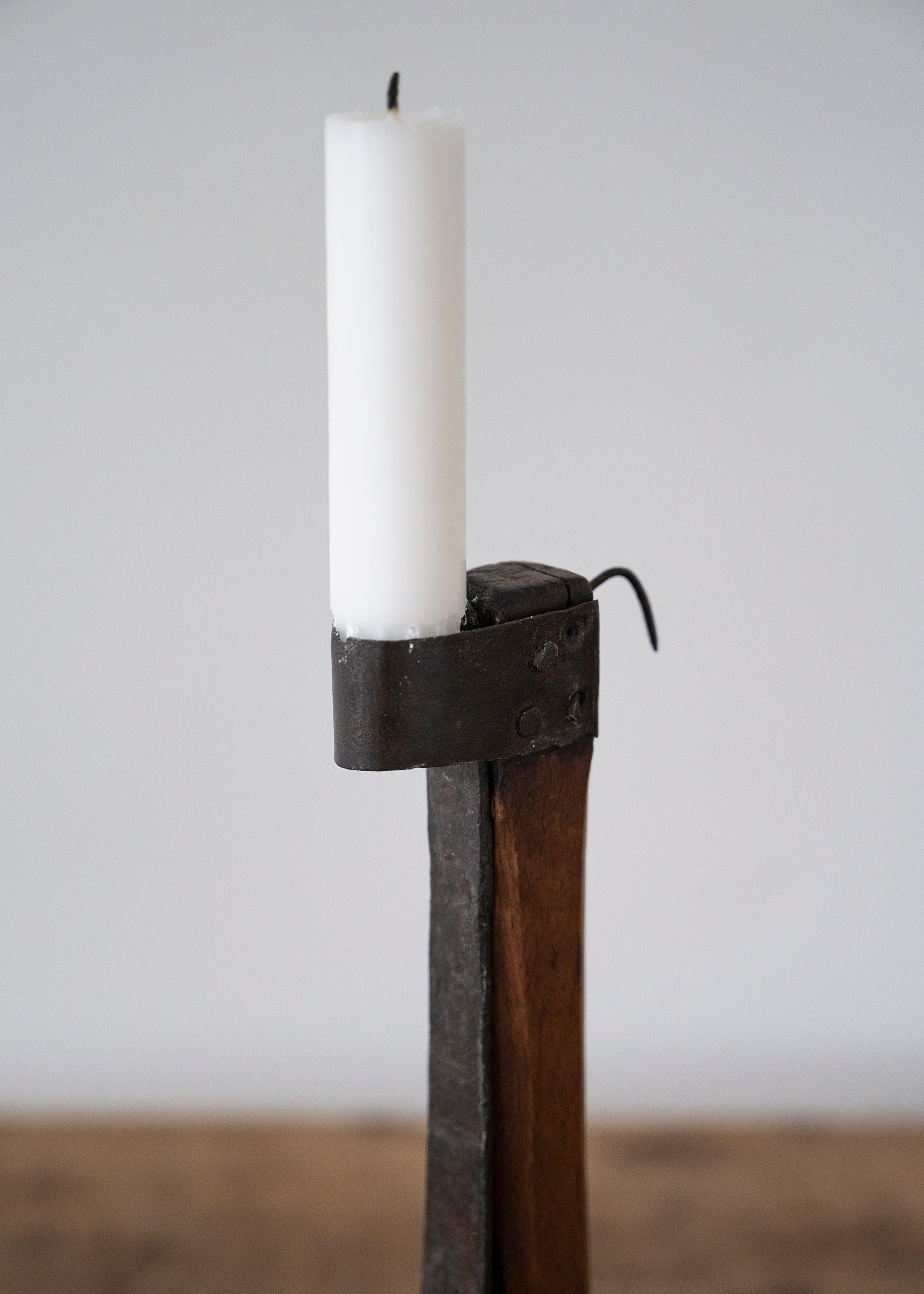 Hand-Crafted Early 19th Century Swedish Folk Art Candle Holder For Sale