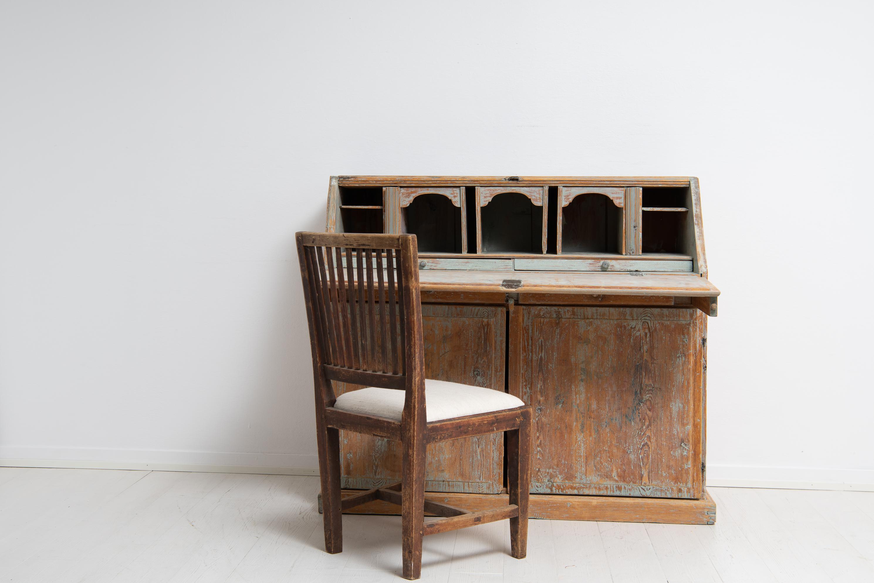 Hand-Crafted Early 19th Century Swedish Folk Art Country Secretary Desk For Sale