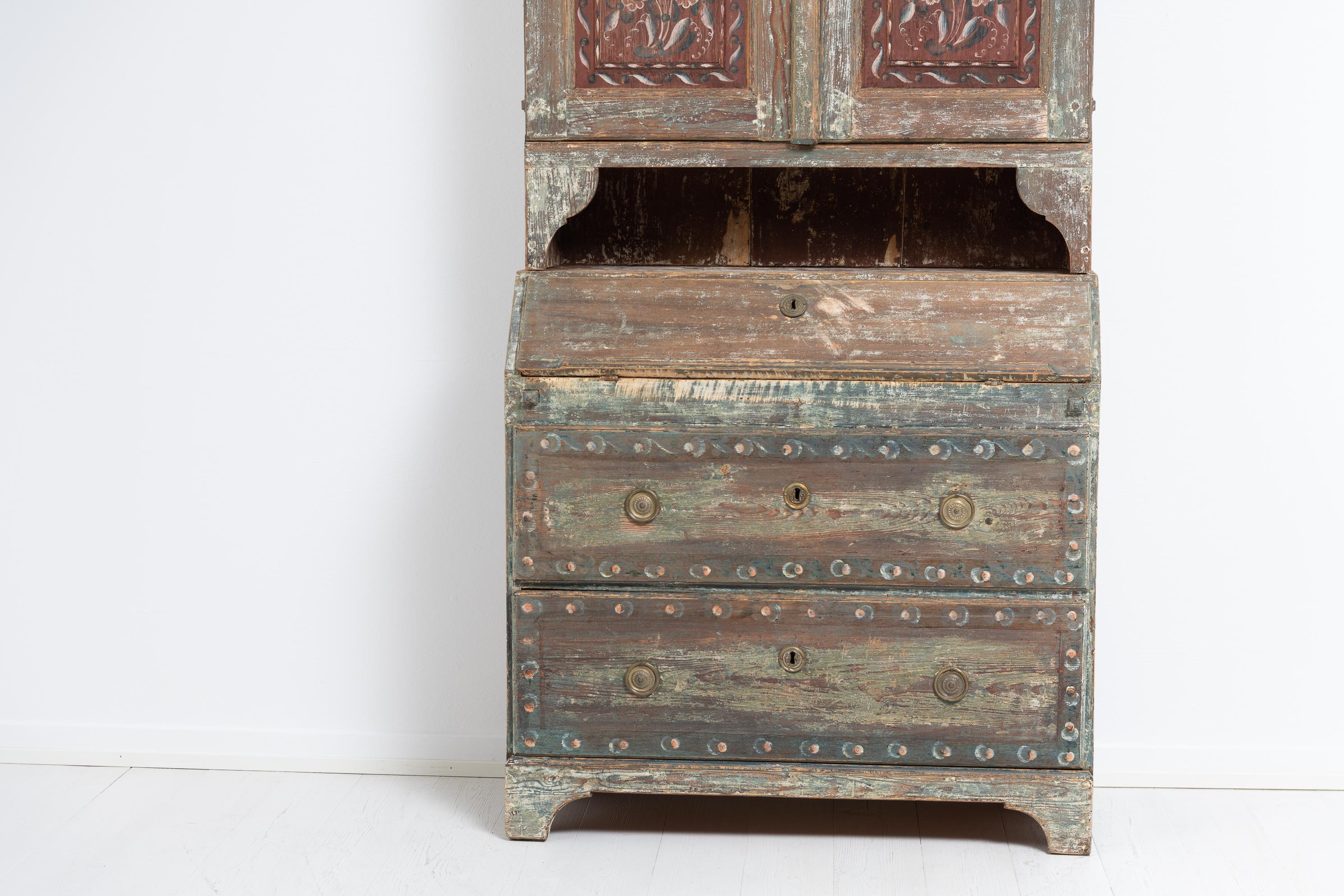 Early 19th Century Swedish Folk Art Decorated Secretary Cabinet 5