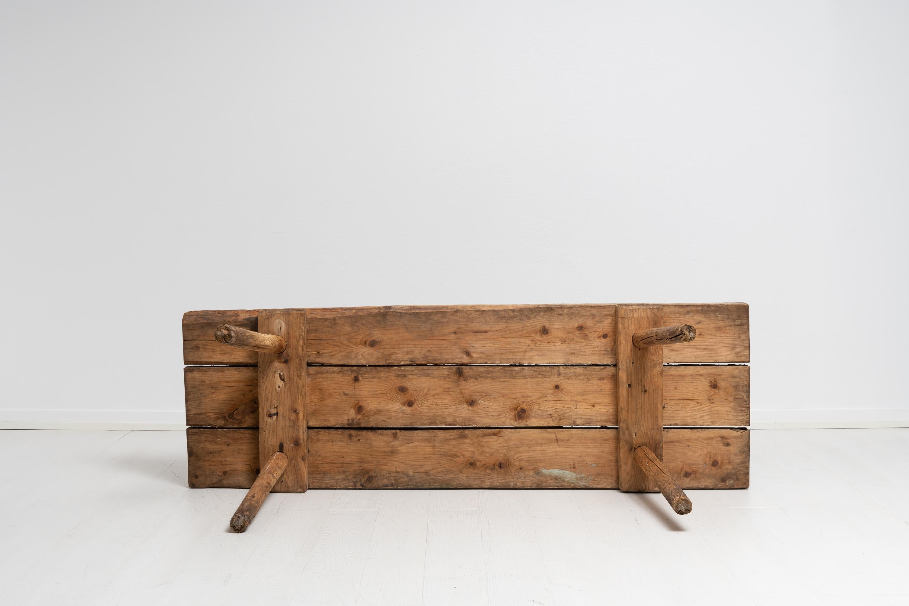 Early 19th Century Swedish Folk Art Rustic Work Bench Coffee Table For Sale 5