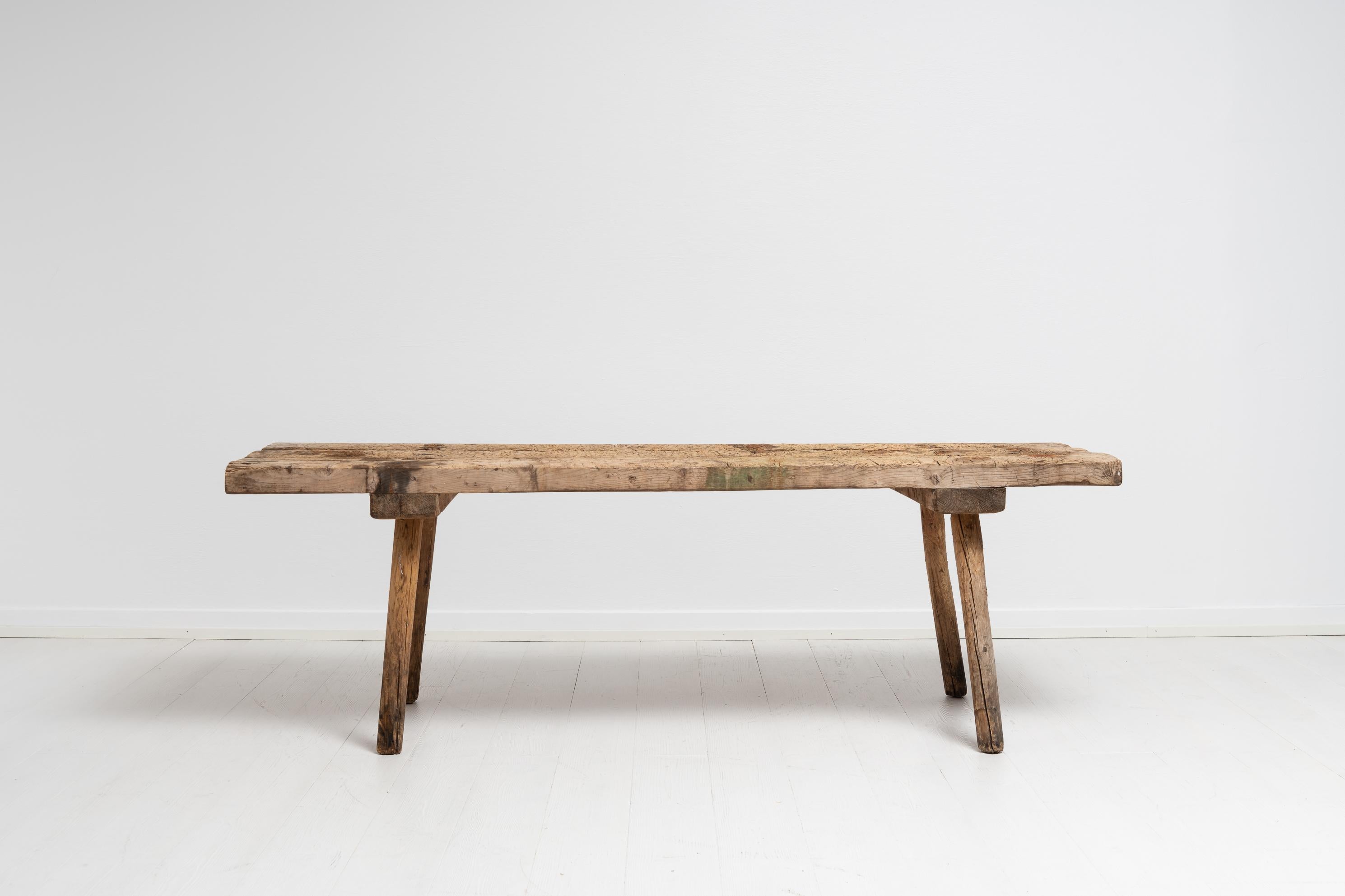 Early 19th Century Swedish Folk Art Rustic Work Bench Coffee Table For Sale 1
