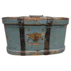 Caja / Cofre de viaje de arte popular sueco de principios del siglo XIX con pintura original