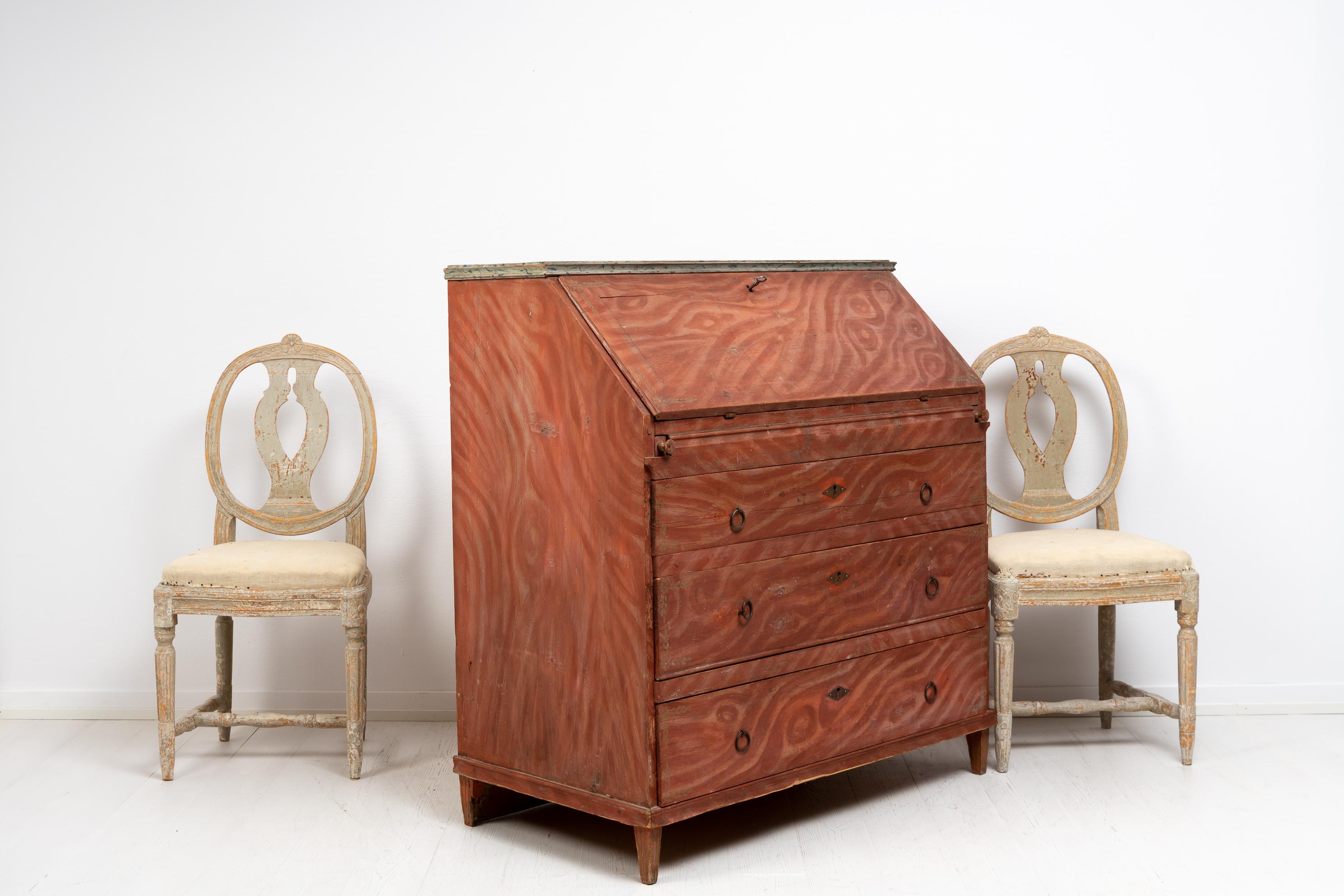 Pine Early 19th Century Swedish Folk Art Writing Bureau or Secretaire For Sale