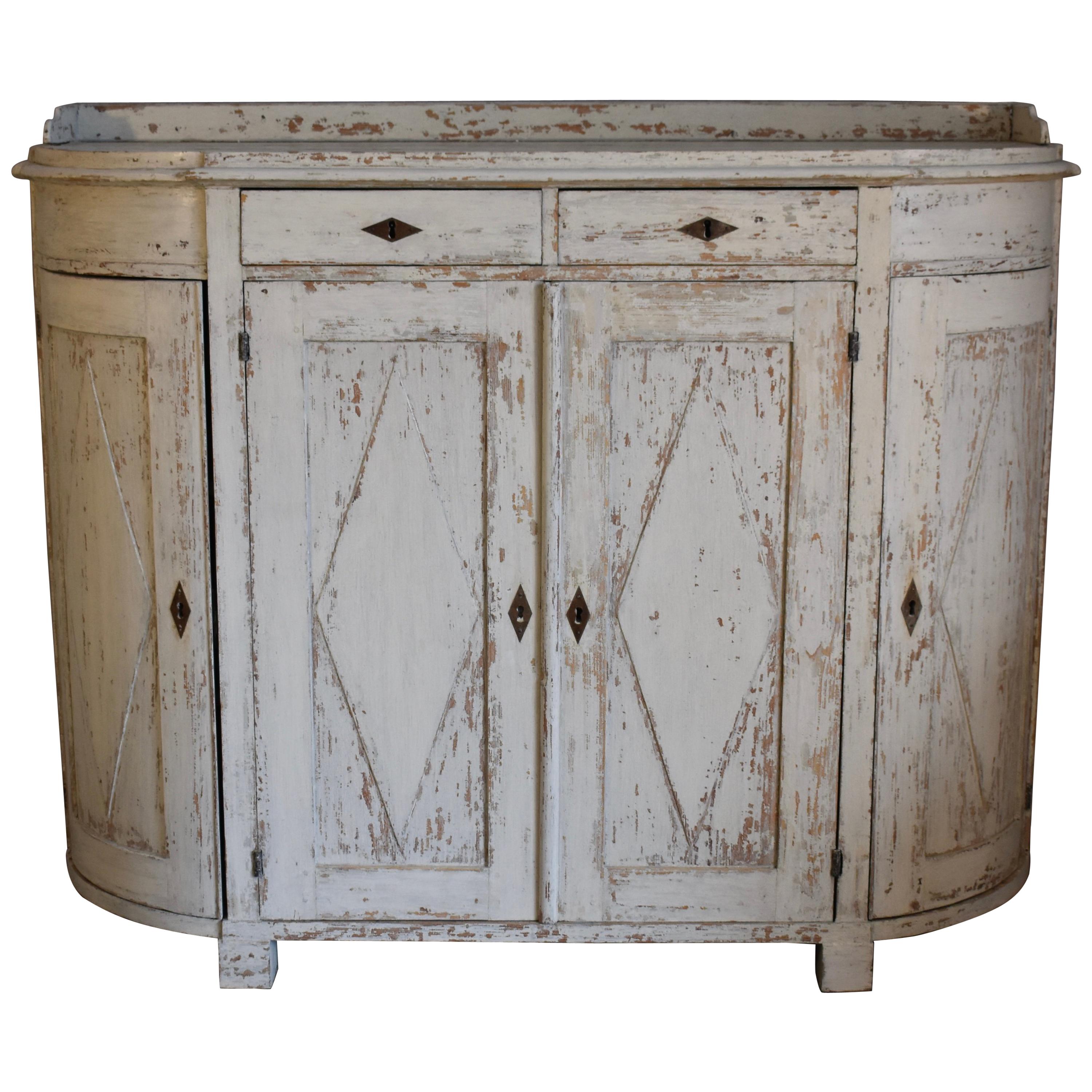 Early 19th Century Swedish Four Door Demilune Gustavian Cupboard For Sale
